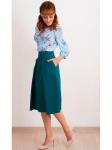 00460 Юбка со шлевками бирюзовая миди