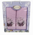 Набор полотенец махровых Гюрсан Турция, 22/459, ДНС Бабочки, 2 предмета 50*90+70*140