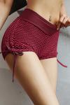 Бордовые антицеллюлитные шорты с завышенной талией и завязками по бокам