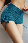 Бирюзовые антицеллюлитные шорты с завышенной талией и завязками по бокам