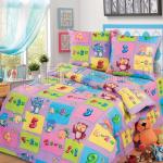 Комплект постельного белья  'Бусинка' 1,5 сп. п-к бязь наб. 'Забавный счет фиолет'