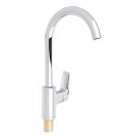 RAIN Смеситель для кухни Лазурит, высокий излив, картридж 35мм, гайка, латунь, хром