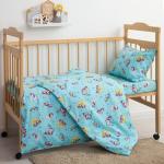 Детское постельное бельё Экономь и Я «Единорожки» бейби, цвет голубой, 145х112 см, 100х150 см, 40х60 см - 1шт