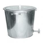 Бак для воды оцинкованный 32л, д38 см, h34 см, с краником, на крышке пластмассовая ручка-кнопка (Россия)