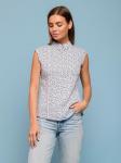 Блуза белая с принтом без рукавов