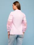 Блуза розовая с объемными рукавами и кружевной вставкой
