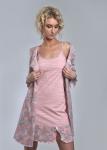 Комплект с халатом "БЕЛЛА" халат + сорочка (светло розовый №2)