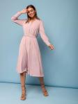 ***Платье розовое длины миди с длинными рукавами