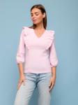 Блуза розовая с рукавами 3/4 и воланами на плечах