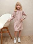 Детское платье-туника из Футера, с капюшоном, пудровый