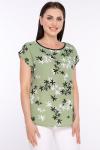Блуза "Афина" с пояском (олива, цветы) Б2445