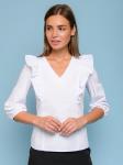 Блуза белая с рукавами 3/4 и воланами на плечах