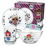 L.O.L. Surprise! “Dollsaregogo” Набор посуды в подарочной упаковке, (3 предмета), стекло (288529)