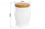 Банка д/сыпучих продуктов 11*11*16 см 1 л "Белые розы" с дер. крышкой с крыш. с сил. упл.