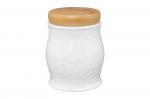 Банка д/сыпучих продуктов 10*10*12 см 575 мл "Белые розы" с дер. крышкой с сил. упл.