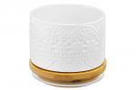 Банка д/хранения 250 мл 9,3*9,3*7 см "Кружево" + дер. крышка-подставка с крыш. с сил. упл.