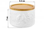 Банка д/хранения 250 мл 9,3*9,3*7 см "Птички на ветке" + дер. крышка-подставка с крыш. с сил. упл.