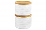 Банка д/хранения 250 мл 9,3*9,3*7 см "Айсберг волны" + дер. крышка-подставка с крыш. с сил. упл.