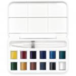 Акварель Winsor&Newton Cotman, 12 мал. кюв., + кисть с резервуаром, пласт. коробка, 390658