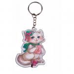 Брелок-фонарь Феникс Презент Кошечка, ПВХ, кольцо для ключей на цепочке из нержавеющей стали, пакет с подвесом, 44385