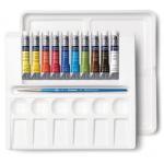 Акварель художественная Winsor&Newton Cotman, 10 цв, 8мл, туба, кисть Cotman; палитра для смешивания красок, палитра с наклонными ячейками, 390646