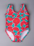 Купальник для девочки, красные арбузики, зеленый