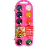 Цветик Набор акварель, пластиковая упаковка розовая с петлей,12 цветов