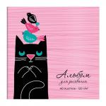 Альбом для рисования арт. 57763 ХИТРЫЙ КОТ / 170х170 мм, 40 л., клеевое скрепление с откидной крышкой, УФ-лак сплошной, 120 г/м2, без печати/печать в одну краску/