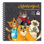 Альбом для рисования маркерами 195х195 мм, 40 л, блок - белая маркерная бумага 110 г/м2, арт. 54042 КОТЫ /обложка полноцветная печать, гребень,