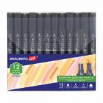 *Маркеры для скетчинга двусторонние 1мм-6мм BRAUBERG ART CLASSIC, НАБОР 12 шт., телесные тона, 151889