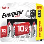 Батарейки КОМПЛЕКТ 10 шт,ENERGIZER Max, AA (LR06, 15А),алкалиновые, пальчиковые, блистер,(ш/к 13823)