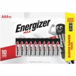Батарейки КОМПЛЕКТ 10 шт,ENERGIZER Max, AAA(LR03,24А), алкалиновые, мизинчиковые, блистер(ш/к 13830)