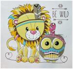 Плед вафельный ЛЕВ С СОВОЙ - розовый р-р 110х110