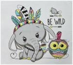 Плед вафельный СЛОНИК С СОВОЙ - голубой р-р 110х110