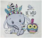 Плед вафельный СЛОНИК С СОВОЙ - сливочный р-р 110х110