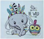 Плед вафельный СЛОНИК С СОВОЙ - морская волна р-р 110х110