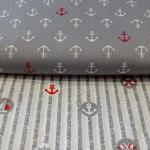 Плательная ткань сатин, рисунок морской с компаньоном