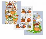 К-т полотенец "Мурлыки" 50*60 см - 3 шт. вафля хлопок 100%