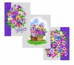 К-т полотенец "Любимые анютки" 50*60 см - 3 шт. рогожка хлопок 100%