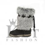 Женские унты, чернобурка, замша, войлочная подошва