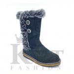 Сапожки женские с опушкой черные войлочная подошва