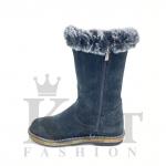 Сапожки женские с опушкой черные войлочная подошва