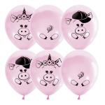 12"/30см Декоратор PINK (шелк) 2 ст. рис Хрюшки 25шт"