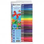 Фломастеры BRAUBERG Wonderful butterfly, 24 цв., вент.колп, пласт.упак., увелич срок службы,150524