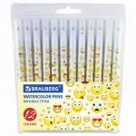 Фломастеры BRAUBERG Смайлики, 12 цв., вент.колп, корп с печ, пласт упак, увелич срок службы,150530