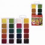 Краски акварельные BRAUBERG "АКАДЕМИЯ" 20 цв, медовые, квадратные кюветы, пластиковый пенал, 190553