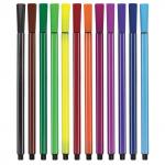 Фломастеры BRAUBERG 12 цв., шестигранные в полоску, вент.колп, пласт.упак., 150681