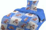 Детское постельное белье Шуйская бязь "мишки заплатки синие"