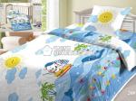 Детское постельное белье Шуйская бязь "синий кит"
