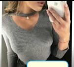 Джемпер  Женский 3003 "V - Ворот - Бусинка" Серый